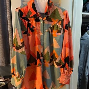JODIFL Vibrant Orange and Black Blouse